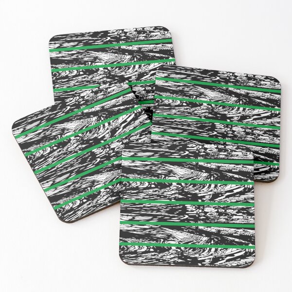 Item preview, Green Accents on Bold Black & White Abstract Stripes designed and sold by InFrameVision.