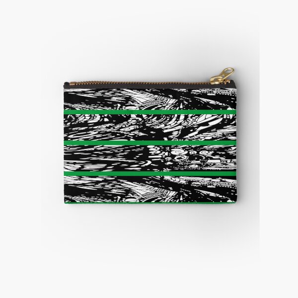 Item preview, Green Accents on Bold Black & White Abstract Stripes designed and sold by InFrameVision.