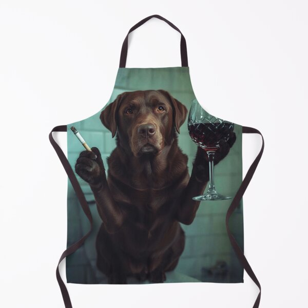 Item preview, Photoreal Chocolate Labrador on Toilet – Wine & Cigarette, Rustic Bathroom Wall Art designed and sold by vk09.