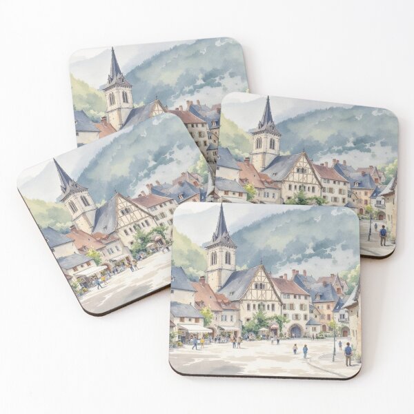 Item preview, Village square (Auvergne) designed and sold by jefboutique6150.