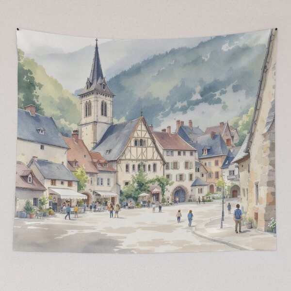 Item preview, Village square (Auvergne) designed and sold by jefboutique6150.