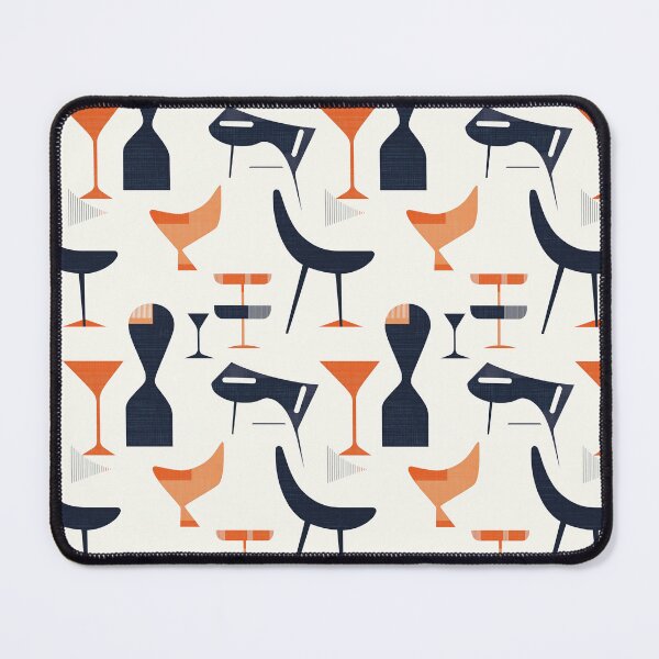 Item preview, Retro Abstract Atomic Bar in Black, Orange & White – Lounge Geometry designed and sold by The Print Parlor.
