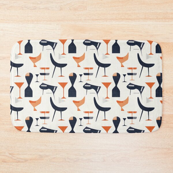 Item preview, Retro Abstract Atomic Bar in Black, Orange & White – Lounge Geometry designed and sold by The Print Parlor.