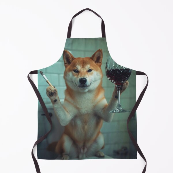 Item preview, Funny Shiba Inu on Toilet – Wine & Cigarette, Rustic Bathroom Wall Art designed and sold by vk09.