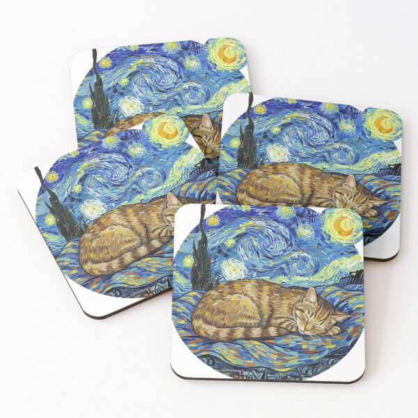Item preview, Van gogh starry night cat sleeping designed and sold by matthijs309.
