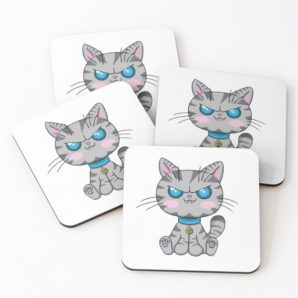 Item preview, Angry kawaii tabby cat on a white background designed and sold by EyeTrickster.
