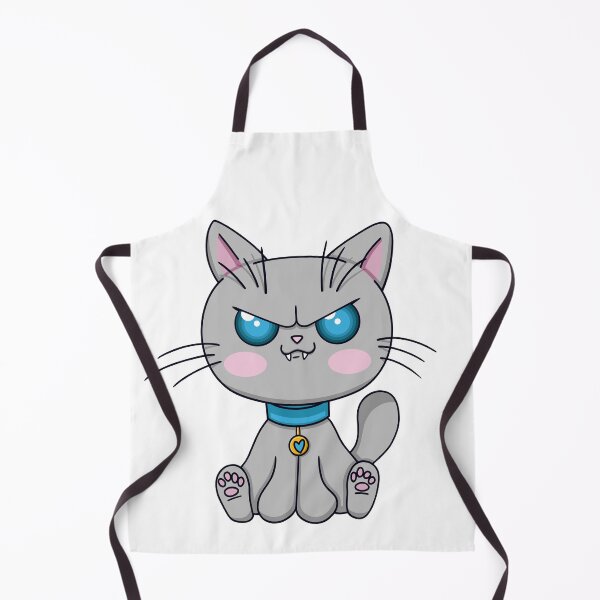 Item preview, Angry kawaii grey cat on a white background designed and sold by EyeTrickster.