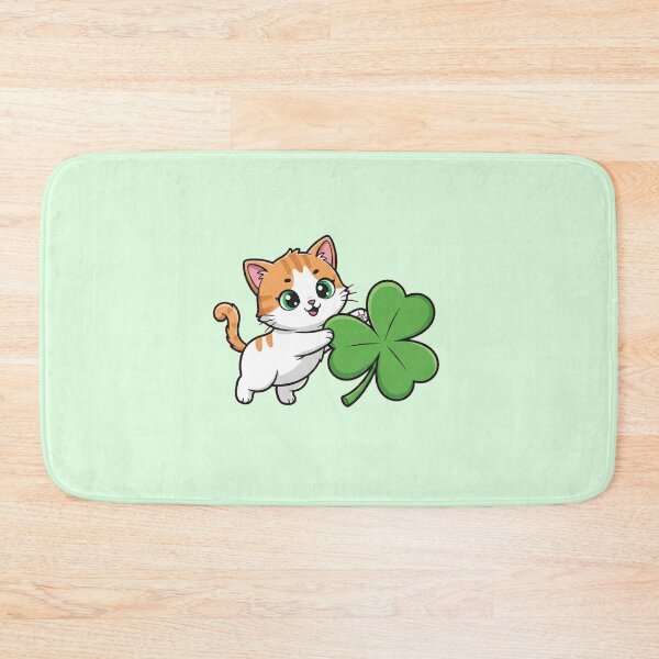 Item preview, Lucky Cat Shamrock Playtime Kawaii Kitten Irish Green designed and sold by Bratak.