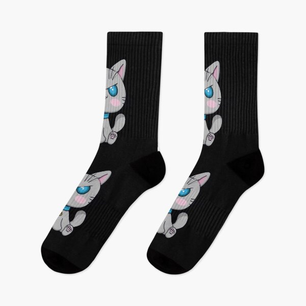 Item preview, A cute, hungry grey cat on a black background designed and sold by EyeTrickster.