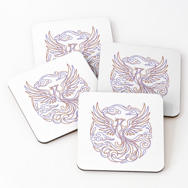 Item preview, Intricate Line Art Phoenix Rising from Clouds designed and sold by LunaCraftIN.