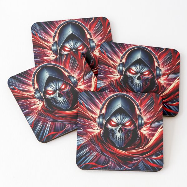 Item preview, Glowing Masked Skull Warrior – Futuristic Anime Aesthetic Poster Art designed and sold by Tune Me.