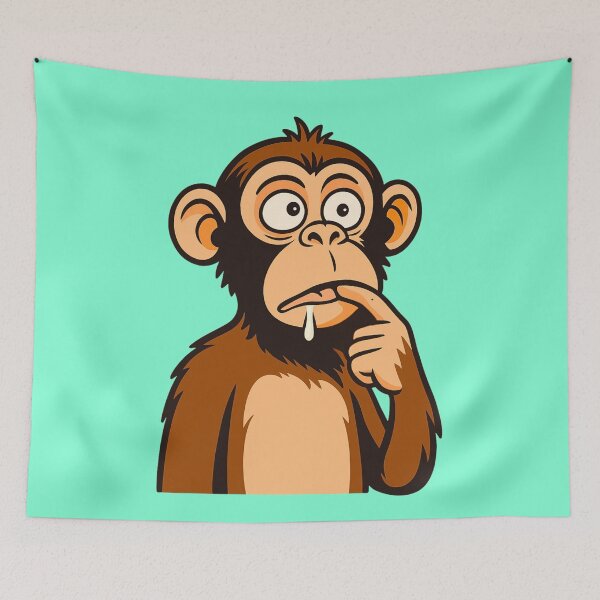 Item preview, Thinking Monkey Drooling – Funny Curious Ape Illustration designed and sold by Ivy-Triggs.