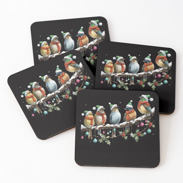 Item preview, Christmas Birds on Limb, Santa Hats Design designed and sold by DesignDenDo ⭐⭐⭐⭐⭐.