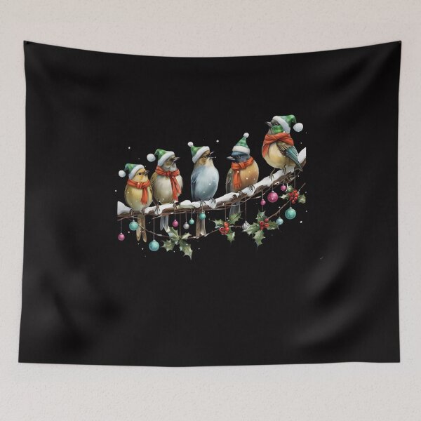 Item preview, Christmas Birds on Limb, Santa Hats Design designed and sold by DesignDenDo ⭐⭐⭐⭐⭐.