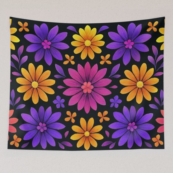 Item preview, Luminous floral symmetry on black designed and sold by Sigtrix.