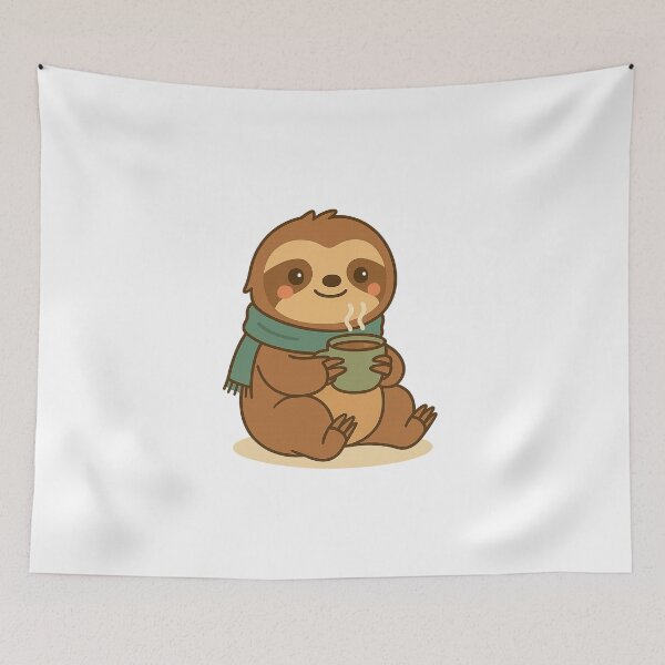 Item preview, Kawaii Sloth with Hot Cocoa – Cozy Holiday Animal Illustration designed and sold by ThaiArtShop.