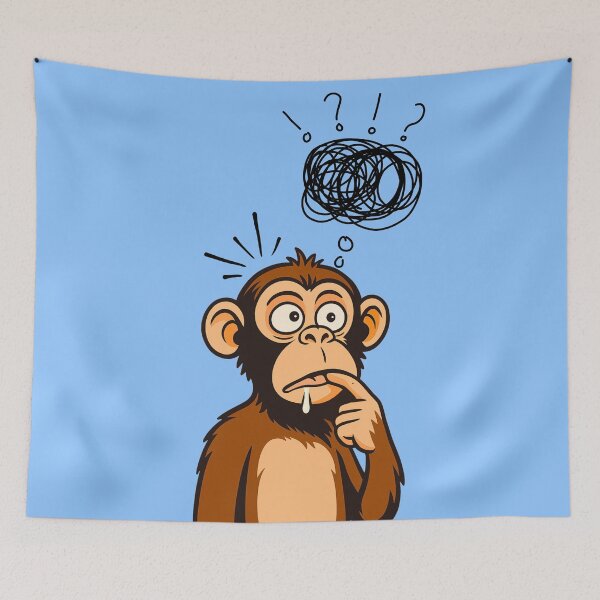 Item preview, Confused Thinking Monkey – Chaotic Thought Bubble Cartoon designed and sold by Ivy-Triggs.