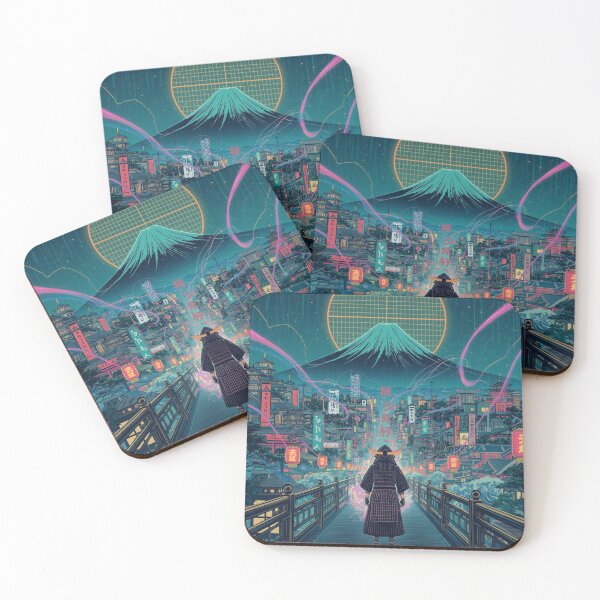Item preview, Cyberpunk Samurai With Mount Fuji – Neon Ukiyo-e Cityscape & Japanese Waves designed and sold by Vandy Fullam.