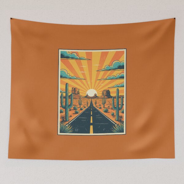 Item preview, Retro Desert Sunrise Road – Vintage Southwest Landscape designed and sold by NoctaHike.