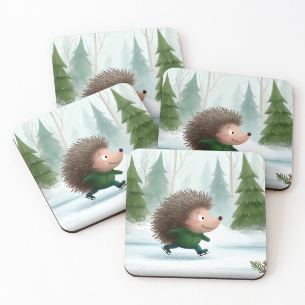 Item preview, hedgehog skates on ice lake in winter forest designed and sold by Ariadna de Raadt.