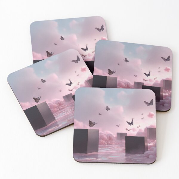 Item preview, Cubes and butterflies in pink clouds designed and sold by anytka.