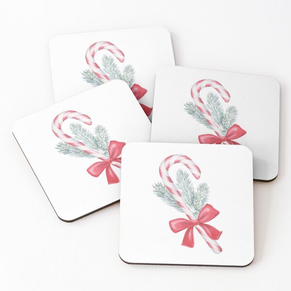 Item preview, Watercolor illustration of a candy cane with spruce branches designed and sold by Trilisti.