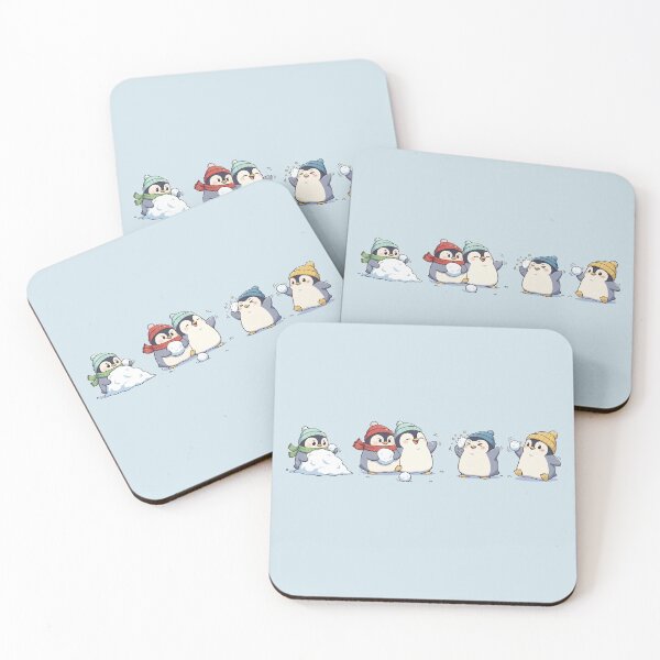 Item preview, Kawaii Penguin Snowball Fight: Cute Winter Snow Scene designed and sold by Tiny-roar-studio.