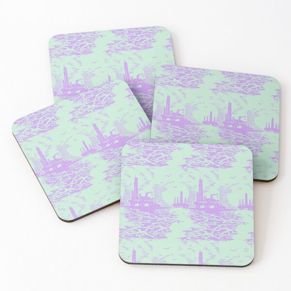 Item preview, Romantic Gas Platform Seascape Illustration Pattern designed and sold by FriendsClub.