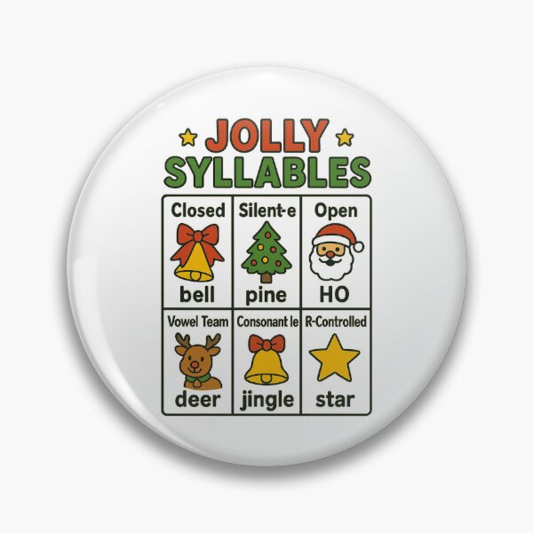 Item preview, Holiday Syllable Types Poster | Christmas Phonics Teaching designed and sold by sssweetness.