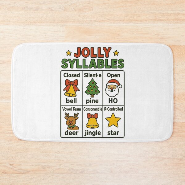 Item preview, Holiday Syllable Types Poster | Christmas Phonics Teaching designed and sold by sssweetness.