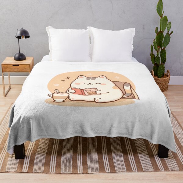 Item preview, Cozy Cat Reading — Cute Chubby Cat Smiling Softly in a Warm Café designed and sold by SlowDayFriends.