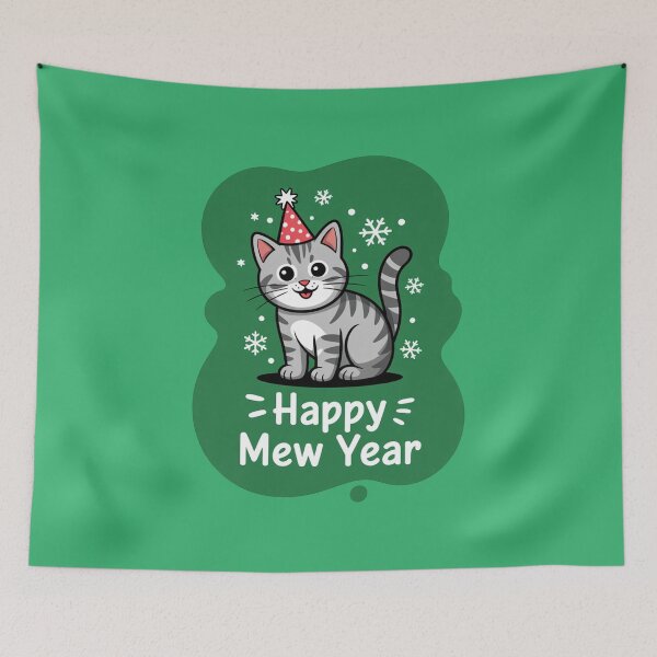Item preview, Cute Happy Mew Year Cat Design designed and sold by MonkiFlipp.