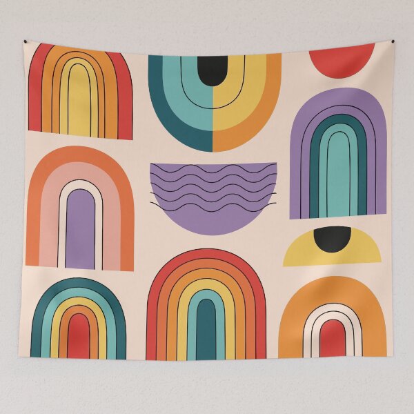 Item preview, Abstract Rainbow Shapes — Modern Boho Geometric Art designed and sold by xmoudx.