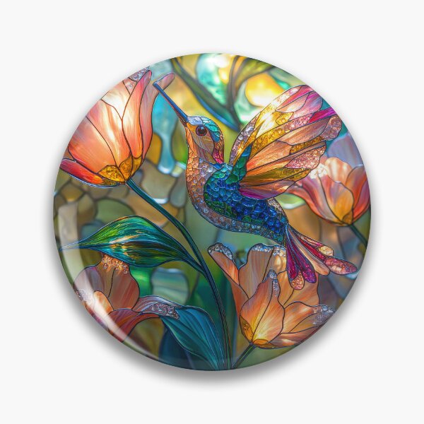 Item preview, Hummingbird in Flower Garden Stained Glass designed and sold by MargaretWiktor.