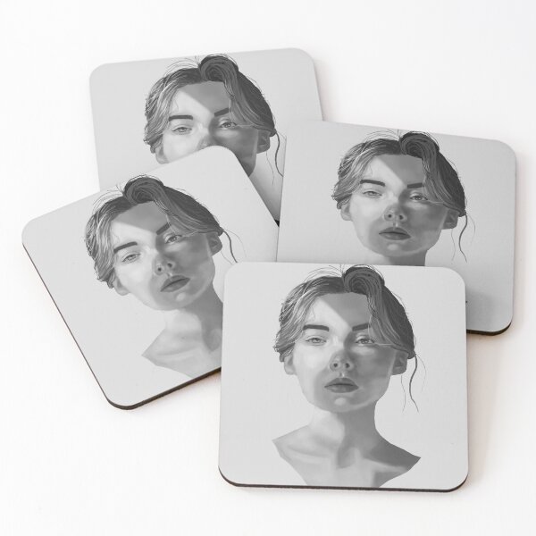 Item preview, Semi-realistic black and white portrait designed and sold by ForestineArt.
