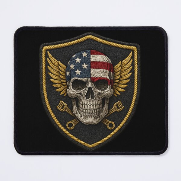 Item preview, Skull Riders american biker shield patch designed and sold by LaNadaYFundante.