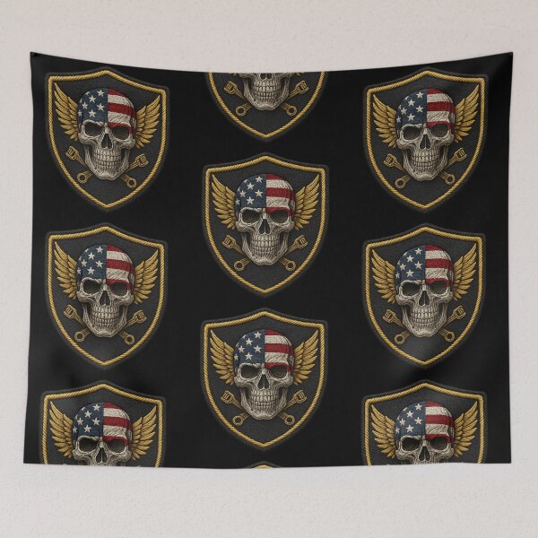 Item preview, Skull Riders american biker shield patch designed and sold by LaNadaYFundante.