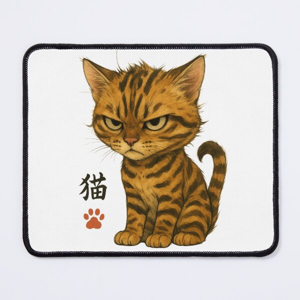 Item preview, Grumpy Bengal Cat | Japanese Kanji Kawaii Feline Illustration designed and sold by chimchu.