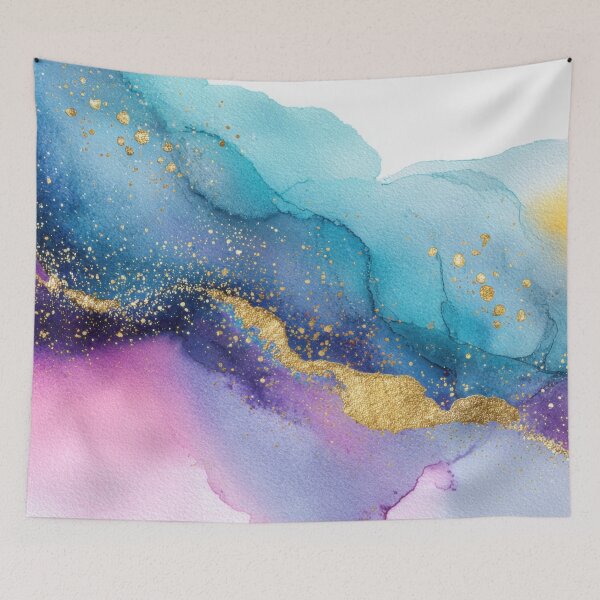 Item preview, Vibrant abstract art with gold designed and sold by anytka.
