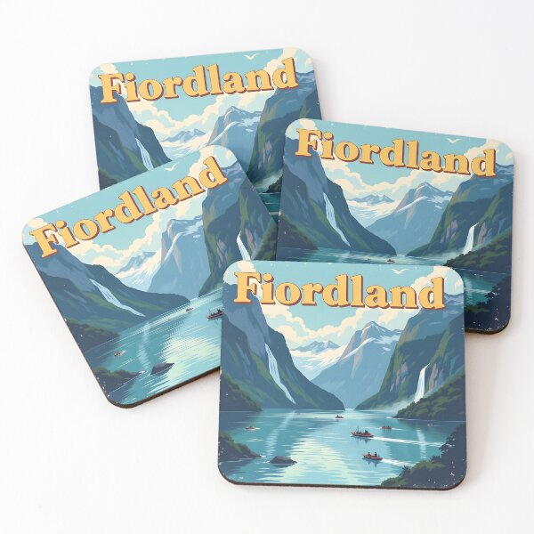 Item preview, Fiordland, New Zealand: Vintage-Style Painterly Travel Poster designed and sold by LSVart.