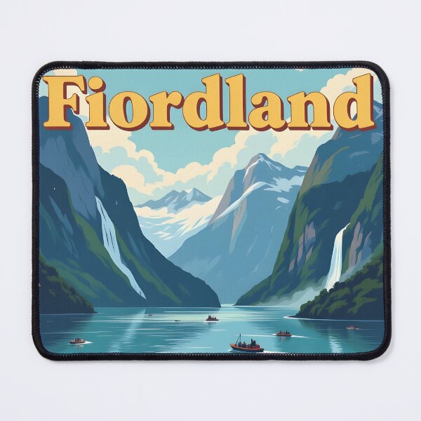 Item preview, Fiordland, New Zealand: Vintage-Style Painterly Travel Poster designed and sold by LSVart.