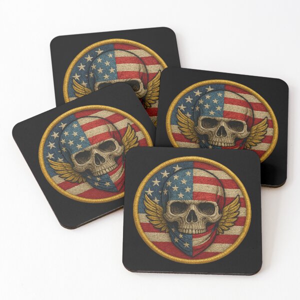Item preview, Patriot Skull Riders wrench and flag patch designed and sold by LaNadaYFundante.