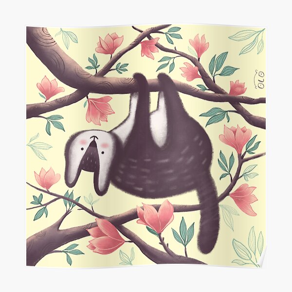 The cute animal in the magnolia branches Poster