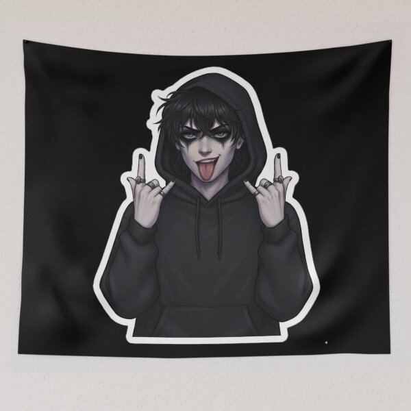 Item preview, Rock On Emo Goth Boy | Black Hoodie Metal Sign designed and sold by Choploop.