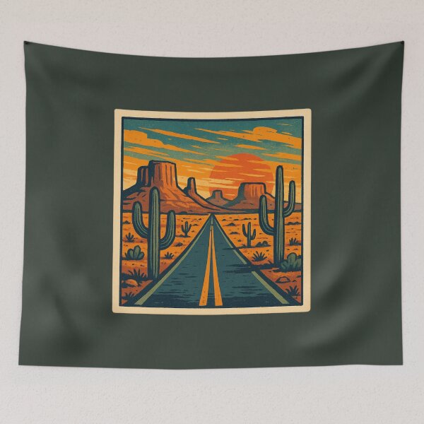 Item preview, Retro Desert Road – Arizona Sunset Landscape Art designed and sold by NoctaHike.