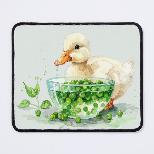 Item preview, A small white duckling eats peas from the shell. designed and sold by LiskoDesign.