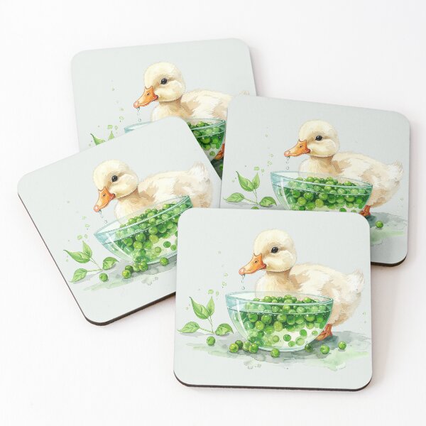 Item preview, A small white duckling eats peas from the shell. designed and sold by LiskoDesign.