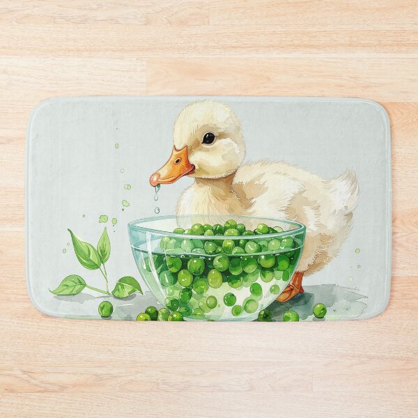 Item preview, A small white duckling eats peas from the shell. designed and sold by LiskoDesign.