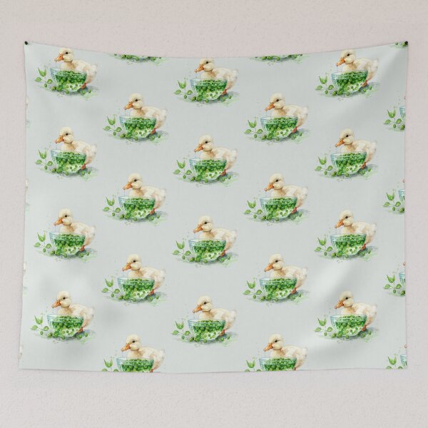 Item preview, A small white duckling eats peas from the shell. designed and sold by LiskoDesign.