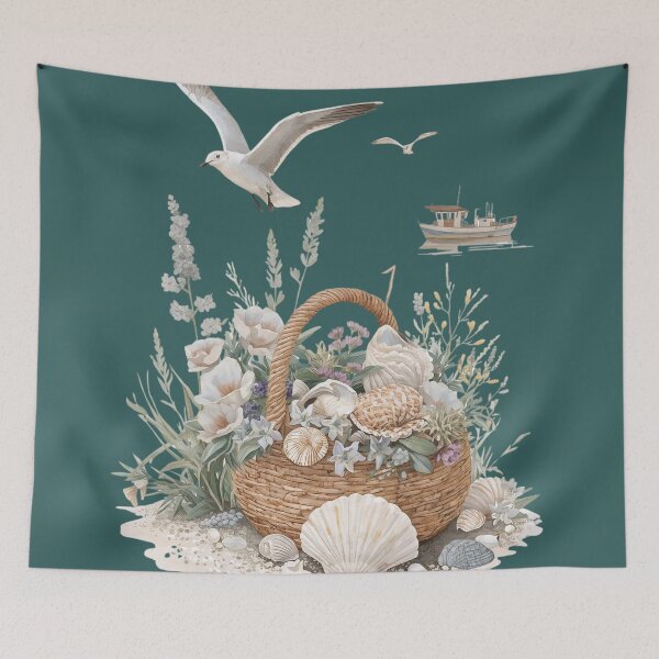 Item preview, Seashell Basket – Cottagecore Seaside Charm designed and sold by Deezyned.